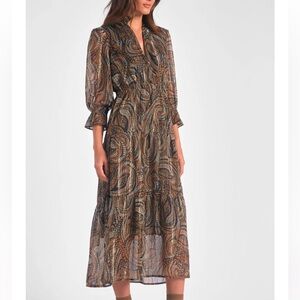 NEW Elan Women’s Paisley Print Midi Dress Size Large